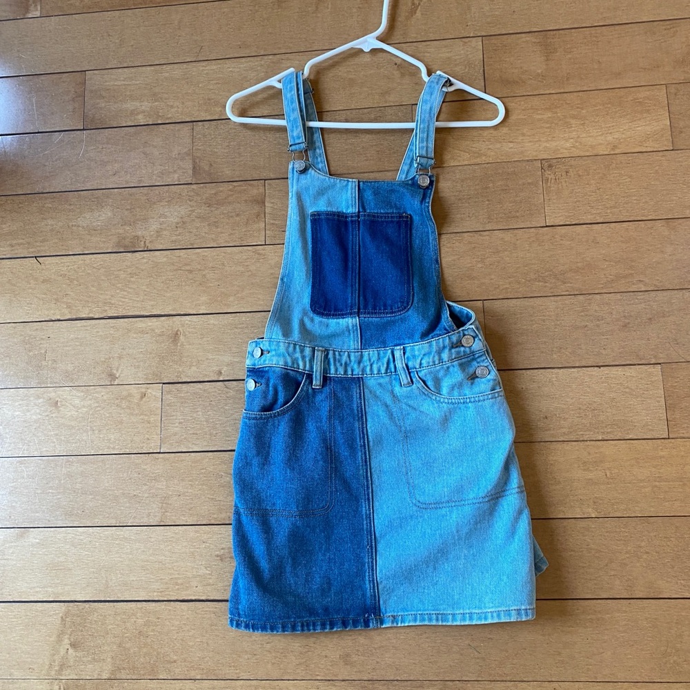 Denim Patchwork Overall Dress - image 1